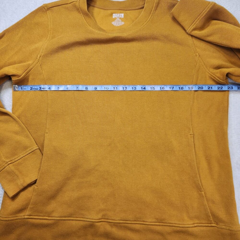Duluth Trading Co XXL Yellow Crew Neck Cotton Knit Sweatshirt Front Pocket - Picture 4 of 6